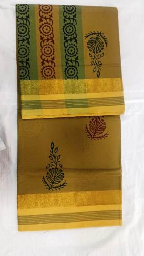 PL Salem Sarees Hand Block Printed Saree